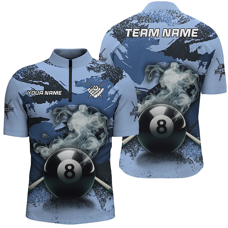 8-Ball-Pool Rauch individuelles blaues Tarn-Shirt mit Viertelreißverschluss für Poolspieler TDM1014