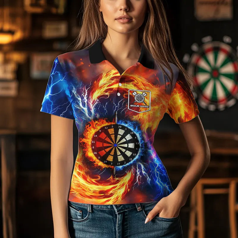 Dartboard Wasser Feuer personalisierte Dartshirts mit Tasche für Damen, Darttrikots TDM3510