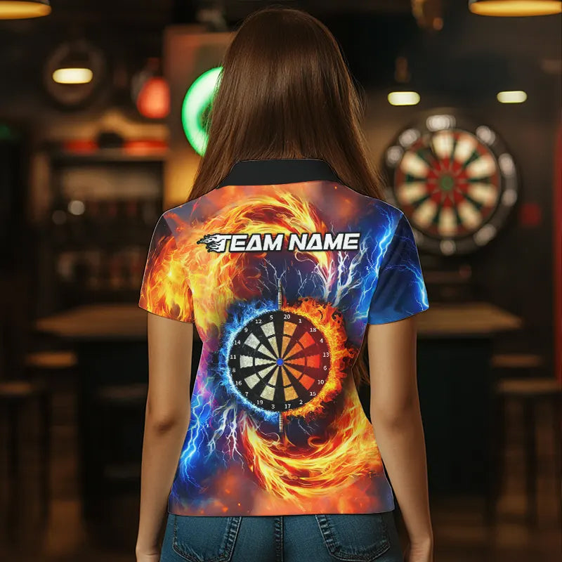 Dartboard Wasser Feuer personalisierte Dartshirts mit Tasche für Damen, Darttrikots TDM3510