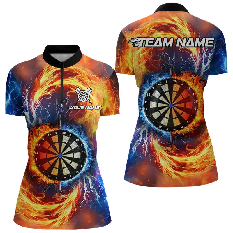 Dartboard Wasser Feuer personalisierte Dartshirts mit Tasche für Damen, Darttrikots TDM3510
