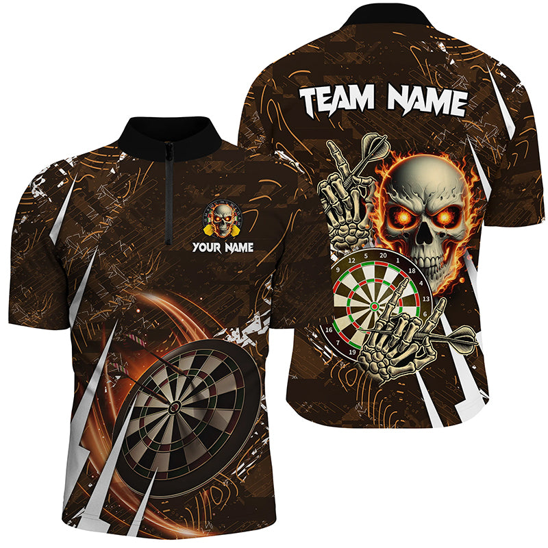Personalisierte 3D-Schädel Darts Polo & Zip-Shirts – Coole Herren Dart League Teamtrikots TDM2391