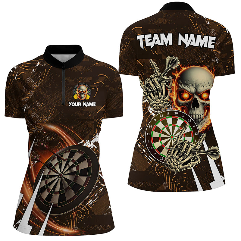 Personalisierte 3D-Schädel Darts Polo & Zip-Shirts – Coole Damen Dart League Teamtrikots TDM2391