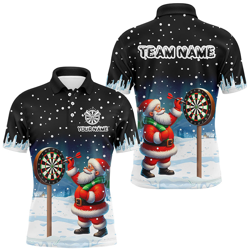 Individuelles Lustiges Santa Spielt Darts Schnee Herren Poloshirt, Weihnachts Dart Trikot TDM2869