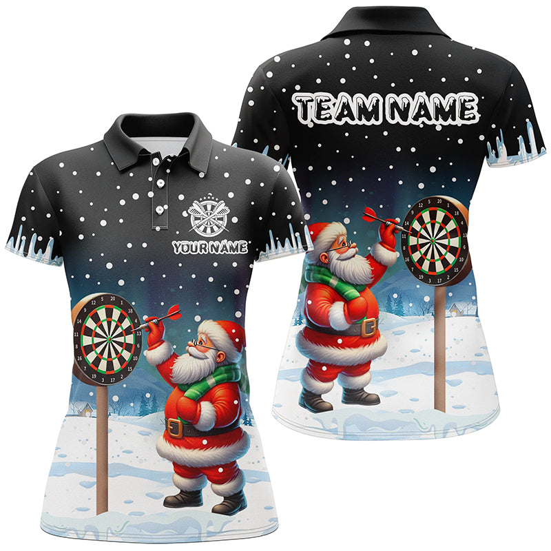 Individuelles Lustiges Santa Spielt Dart Schnee Damen Poloshirt, Weihnachts Dart Trikot TDM2869
