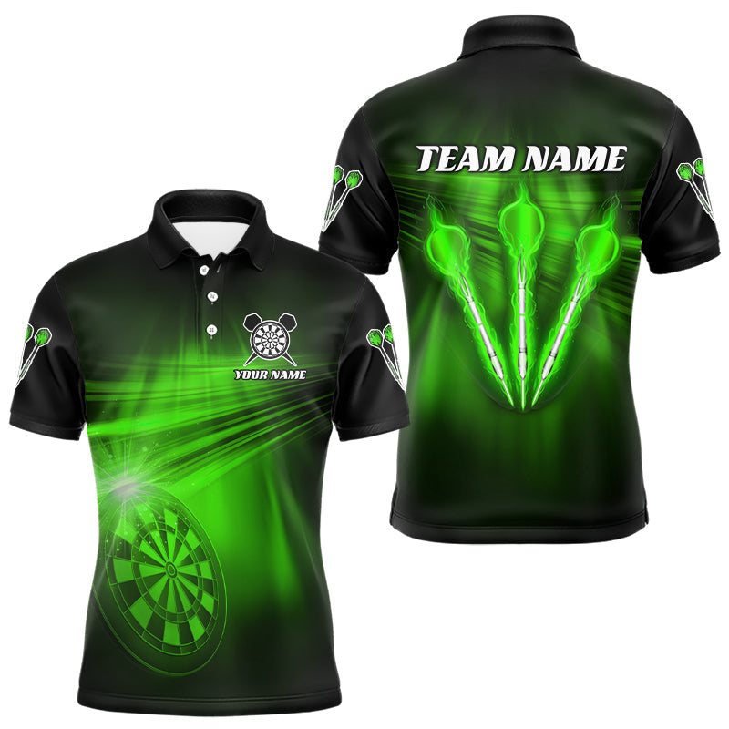 Individuelles grünes Dart-Blitzlicht-Poloshirt für Herren, Dart-Teamtrikot TDM3112