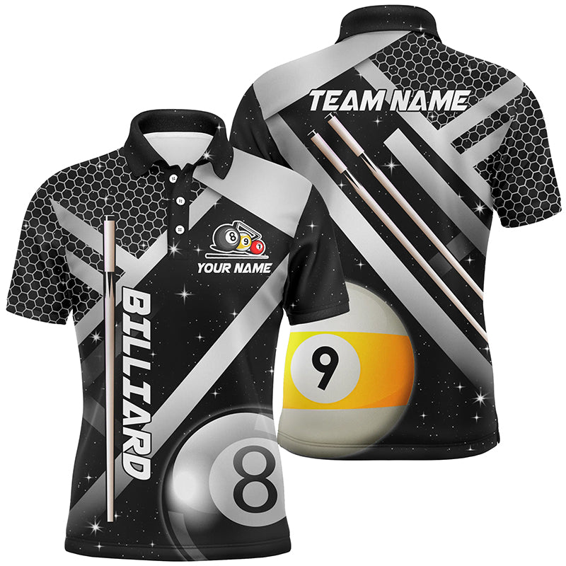 Individuelles schwarzes Trikot Billard 8-Ball & 9-Ball Poloshirt für Herren, einzigartige Billard-Uniform TDM1370