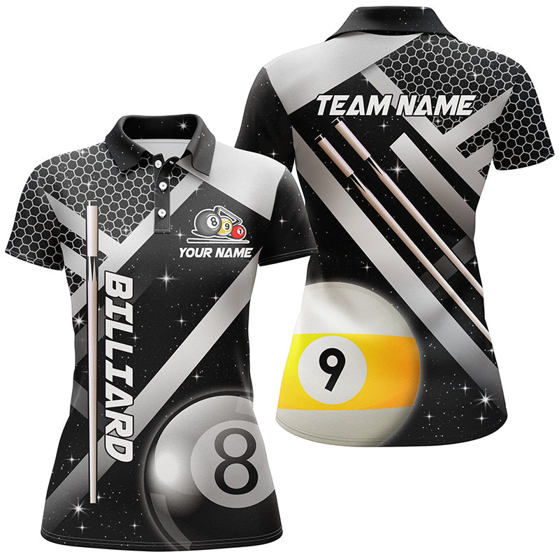 Individuelles schwarzes Billard-Trikot 8-Ball & 9-Ball Poloshirt für Damen, einzigartiges Billard-Outfit TDM1370