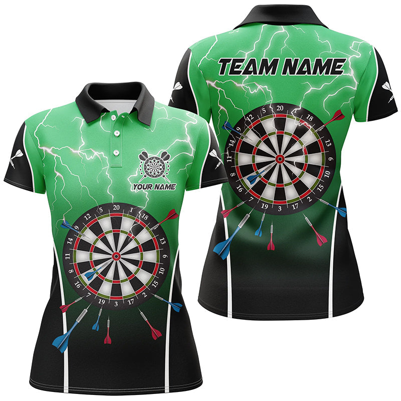 Individuelles Donner Blitz Dartbrett Grün Herren Poloshirt, Dart Teamtrikot TDM1371