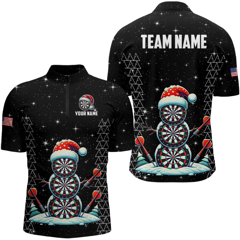 Individuelles Galaxy Lustiges Schneefall Darts Board Herren Shirt mit Viertelreißverschluss, Dart Trikot Xmas Geschenk TDM3143