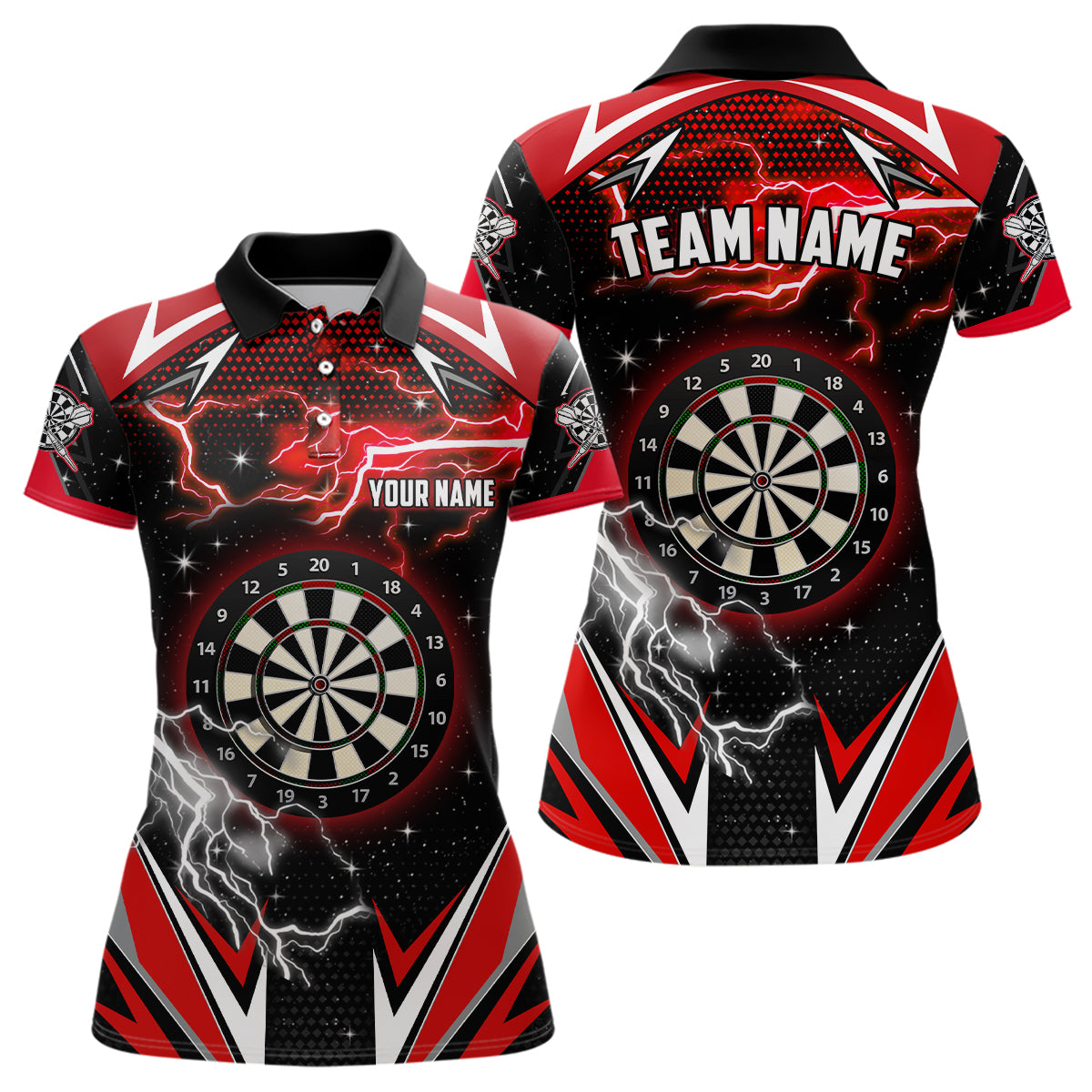 Individuelles Thunder Lightning Rote Dart Trikots für Herren, Team Liga Dart Shirts TDM1192