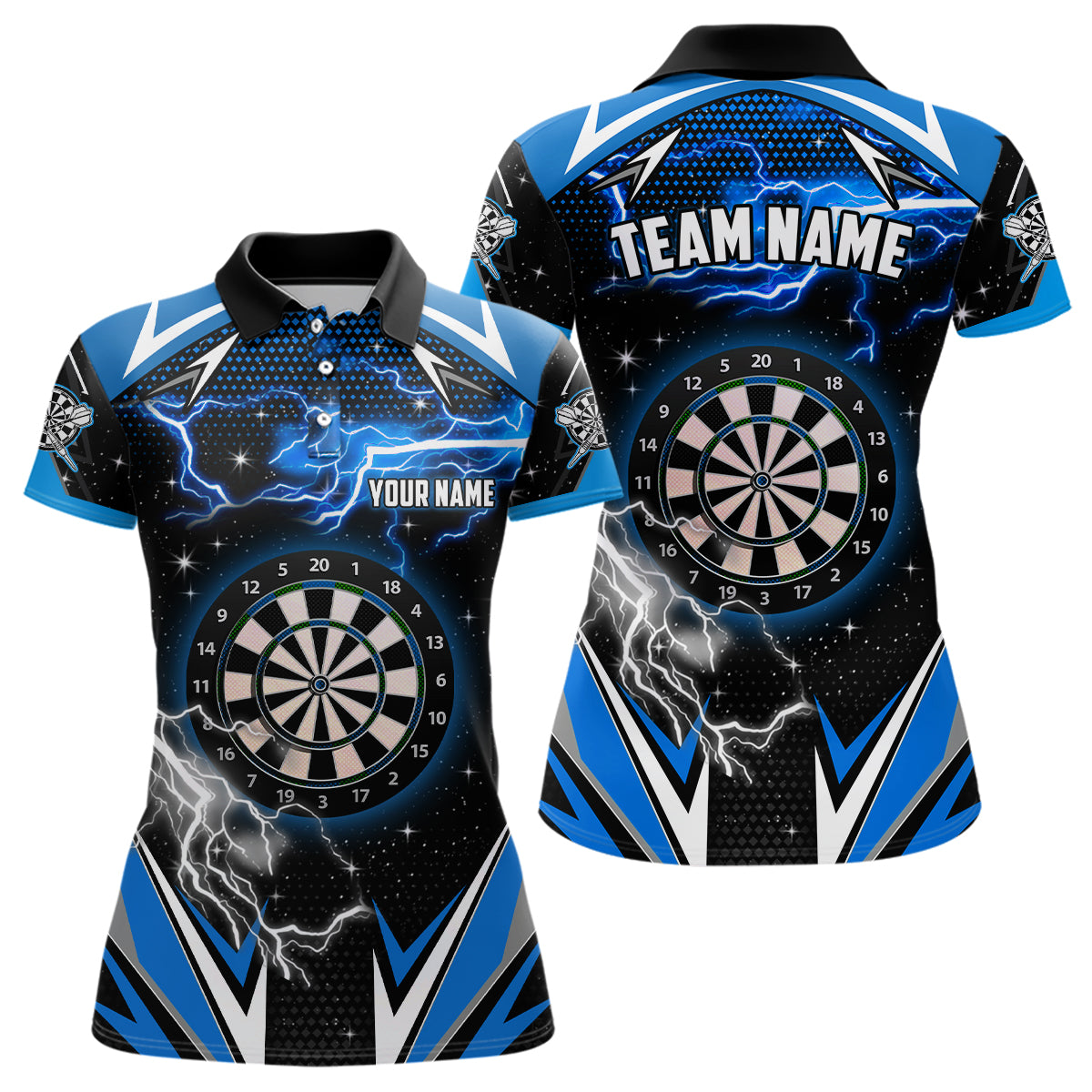 Individuelles Thunder Lightning Blau Dart Trikot für Herren, Team Liga Dart Shirts TDM1193