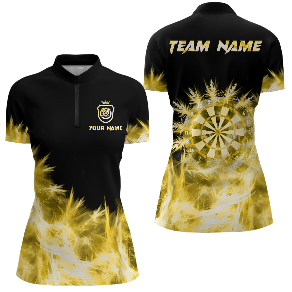 Individuelles Eisiges Gelbes Licht Damen Quarter Zip Shirt, Dart Trikot für Team TDM3181
