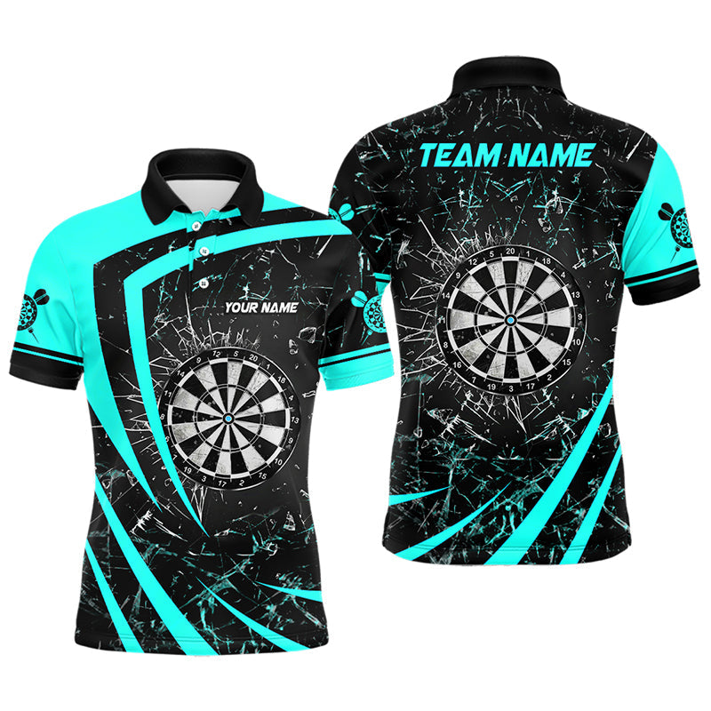 Türkisfarbene „Glassprung“-Dartshirts für Herren, lustige individuelle Darttrikots Polo & 1/4-Zip TDM3876