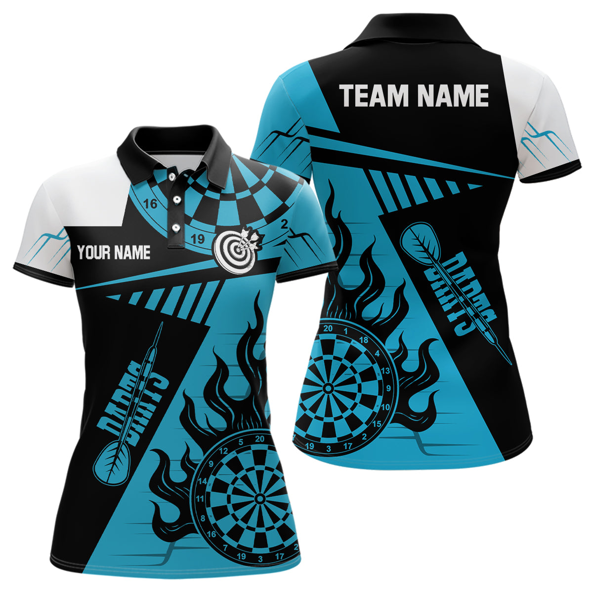 Individuelles Blau und Schwarzes Dart Herren Poloshirt, Bestes Dart Teamtrikot Bekleidung TDM1991