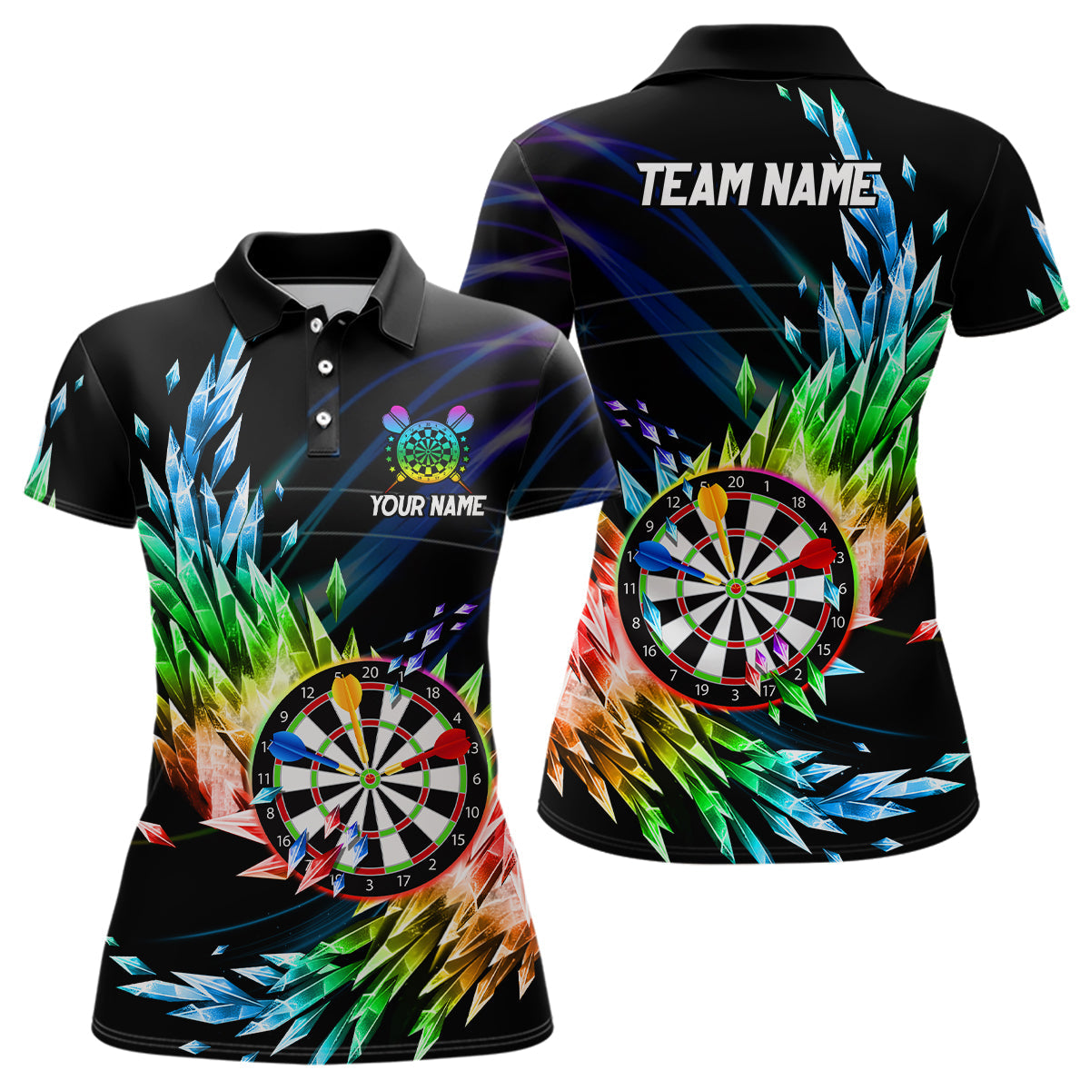 Individuelles Buntes Gefrorenes Eis Dart Poloshirt Für Herren, Darttrikot Team Outfit TDM1431