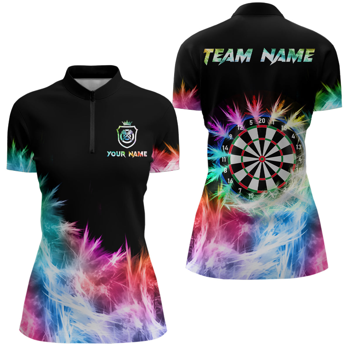 Eisig Bunte Licht Damen Darts Polo & Zip-Shirts – Individuelle Team Darttrikots TDM3283