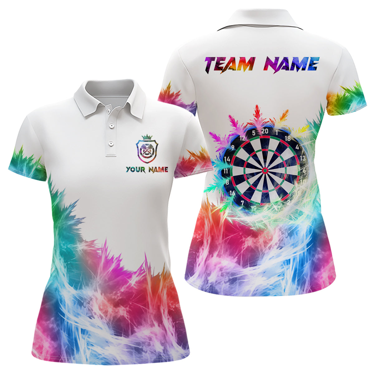 Eisig Buntes Licht Darts-Poloshirt für Herren, Individuelle Dart-Shirts für Team, Dart-Trikot TDM3325