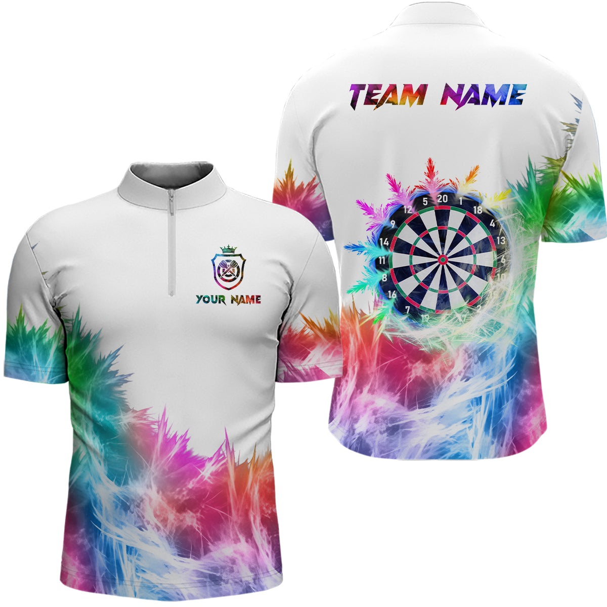 Eisfarbiger Bunter Licht Herren Dart Shirt mit Viertelreißverschluss, Individuelles Dart Shirts für Team, Dart Trikot TDM3325