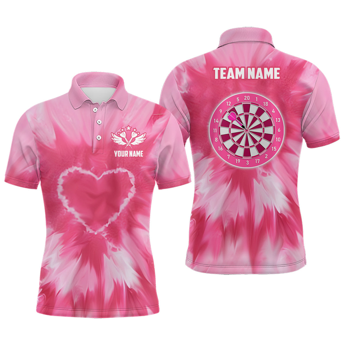 Individuelles Pinkes Batik Dartbrett Dartshirt Für Herren, Darttrikot, Geschenk Für Dartliebhaber TDM1580