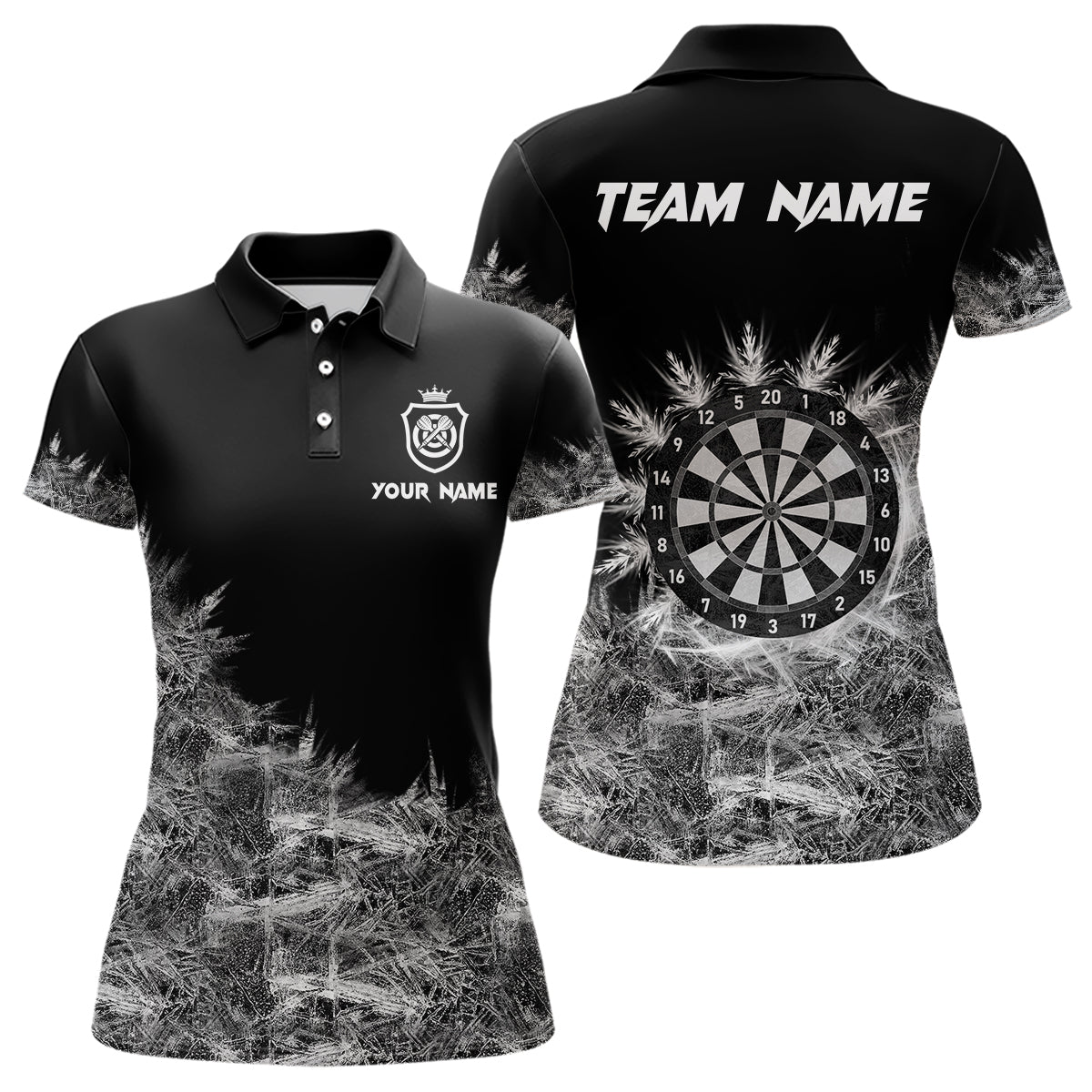 Eisgrau Hell Damen-Dartpolo & 1/4 Reißverschlussshirts, personalisierte Dartshirts für Teams TDM3376