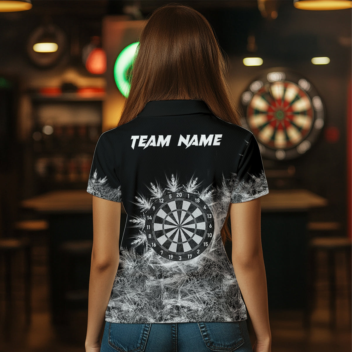 Eisgrau Hell Damen-Dartpolo & 1/4 Reißverschlussshirts, personalisierte Dartshirts für Teams TDM3376