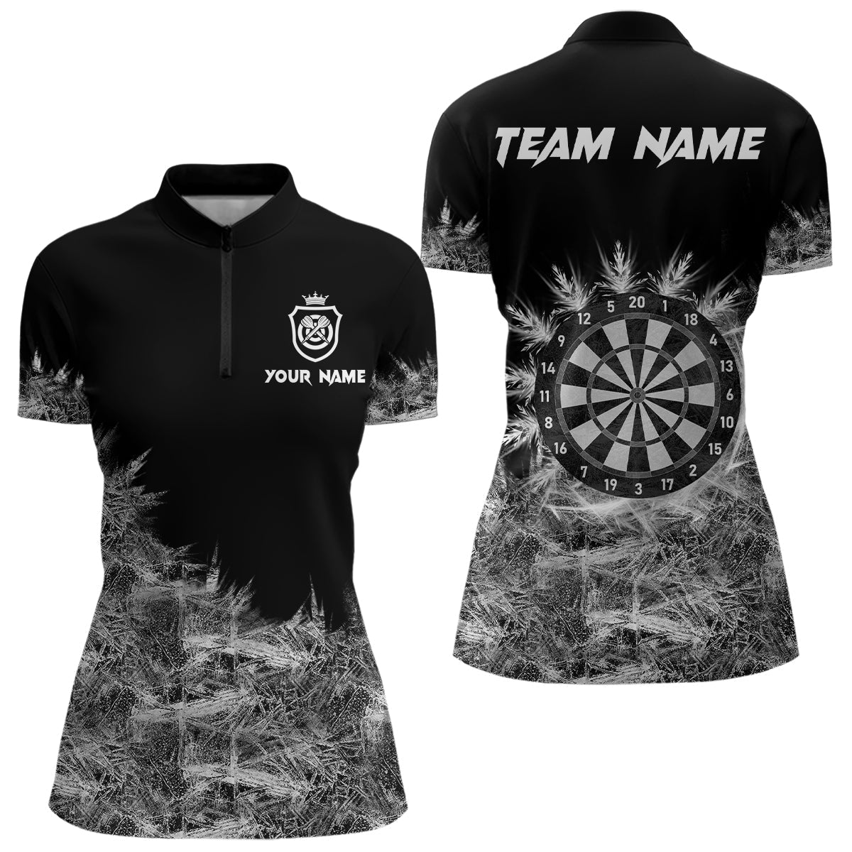 Eisgrau Hell Damen-Dartpolo & 1/4 Reißverschlussshirts, personalisierte Dartshirts für Teams TDM3376