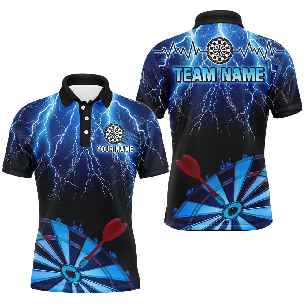 Individuelles Blaues Dartbrett Thunder Lightning Herren Poloshirt, Dart Liga Shirt TDM1995