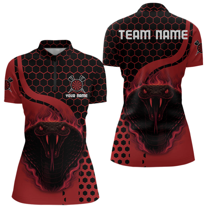 Schwarz-rote Flammendrachen, individuelles Dartshirt für Damen, Teamtrikots NYN0093
