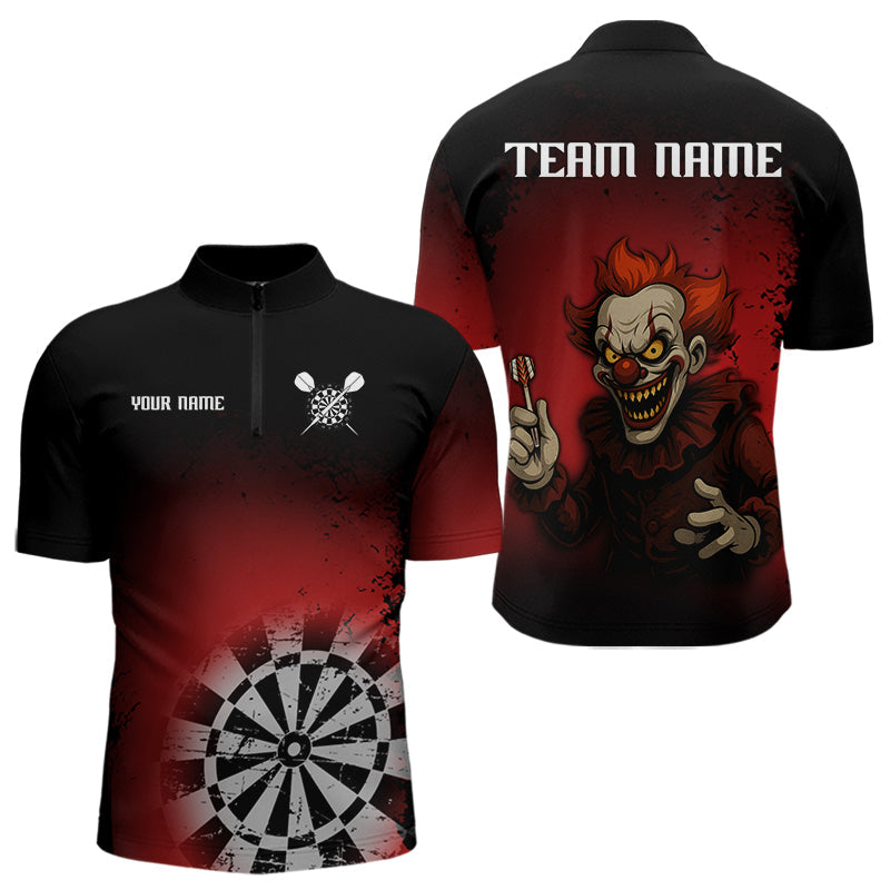 Dart haltender Clown im Grunge-Stil Lustiges personalisiertes Dartshirt für Herren, Teamtrikots NYN0096