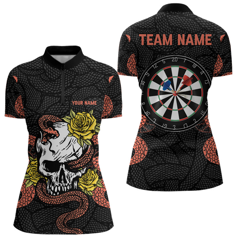 Individuelle Cobra mit Rosen und Schädel-Dartboards, Dartshirts für Damen, Teamtrikots NYN0044