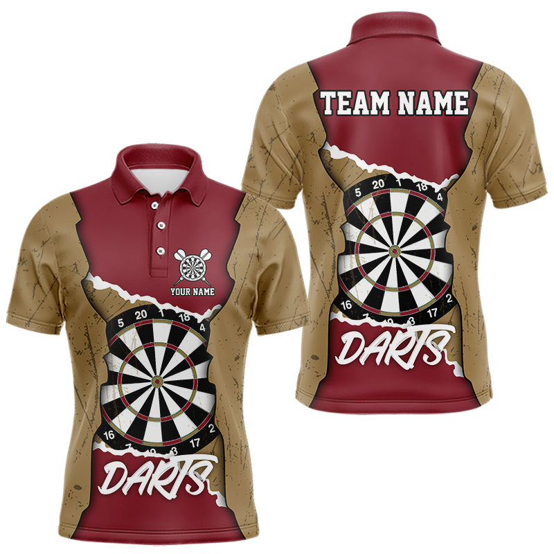 Individuelles gelb-rotes Grunge-Dartboard, Dartshirts für Herren, Teamtrikots NYN0058