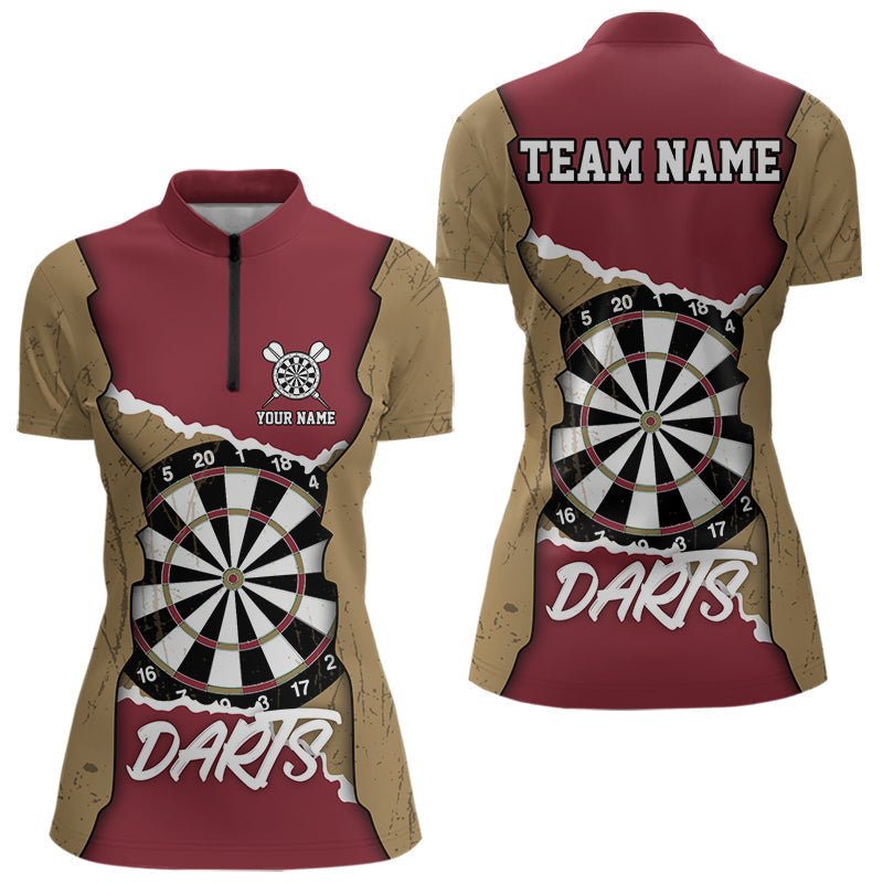 Individuelles gelb-rotes Grunge-Dartboard, Dartshirts für Damen, Teamtrikots NYN0058