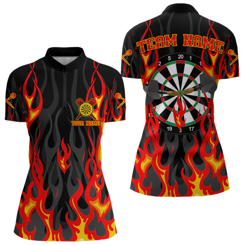 Feuerflammen-Dartboard in Stadt-Champion-Welt, Dartshirts für Damen, Darttrikots NYN0071
