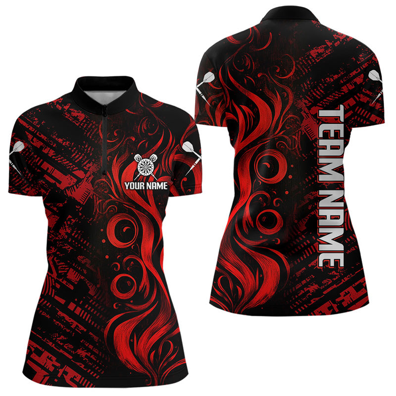 Dartpfeile im Grunge-Stil, individuelles rotes Dartshirt für Damen, Teamtrikots NYN0103