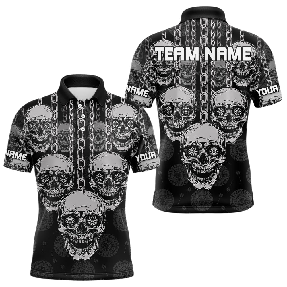 Personalisierte Dartshirts für Herren mit grauen Totenköpfen und Dartscheiben – Teamtrikots NYN0019