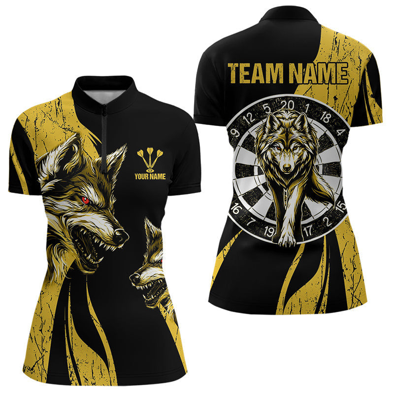 Individuelle gelbe Wölfe mit Dartboards im Grunge-Stil, Dartshirts für Damen, Teamtrikots NYN0043