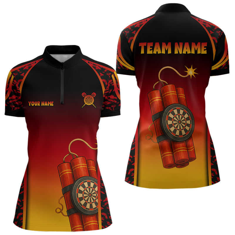 Personalisierte Dartboards in Bomben, rot-gelbes Dartshirt für Damen, Trikots NYN0115