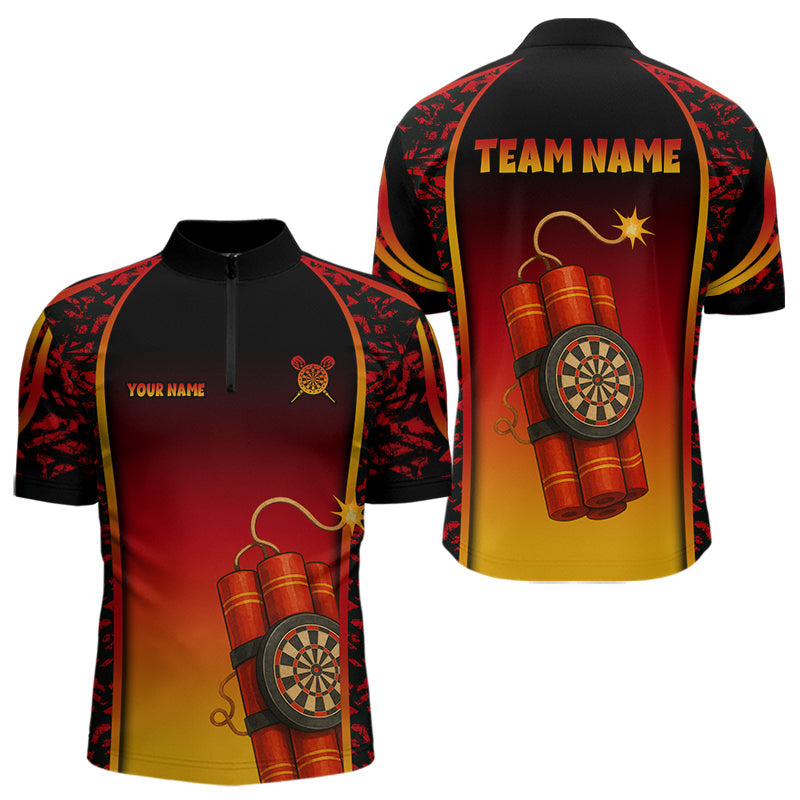 Personalisierte Dartboards in Bomben Rot-Gelbes Dartshirt für Herren, Darttrikots NYN0115