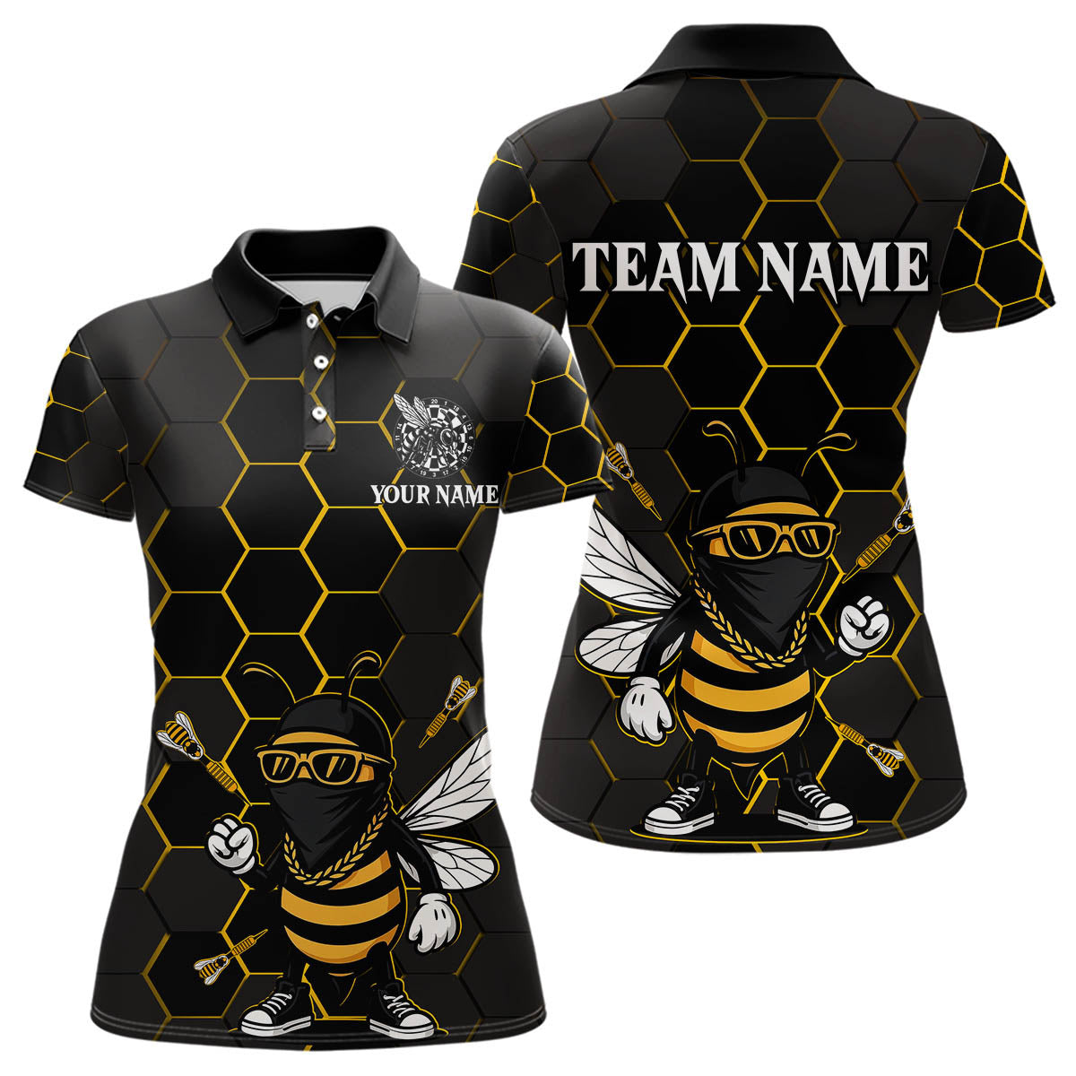 Individuelles Bienen-Mensch Dartpfeile Lustiges Dartshirt für Damen, Dart-Outfit-Trikots NYN0669