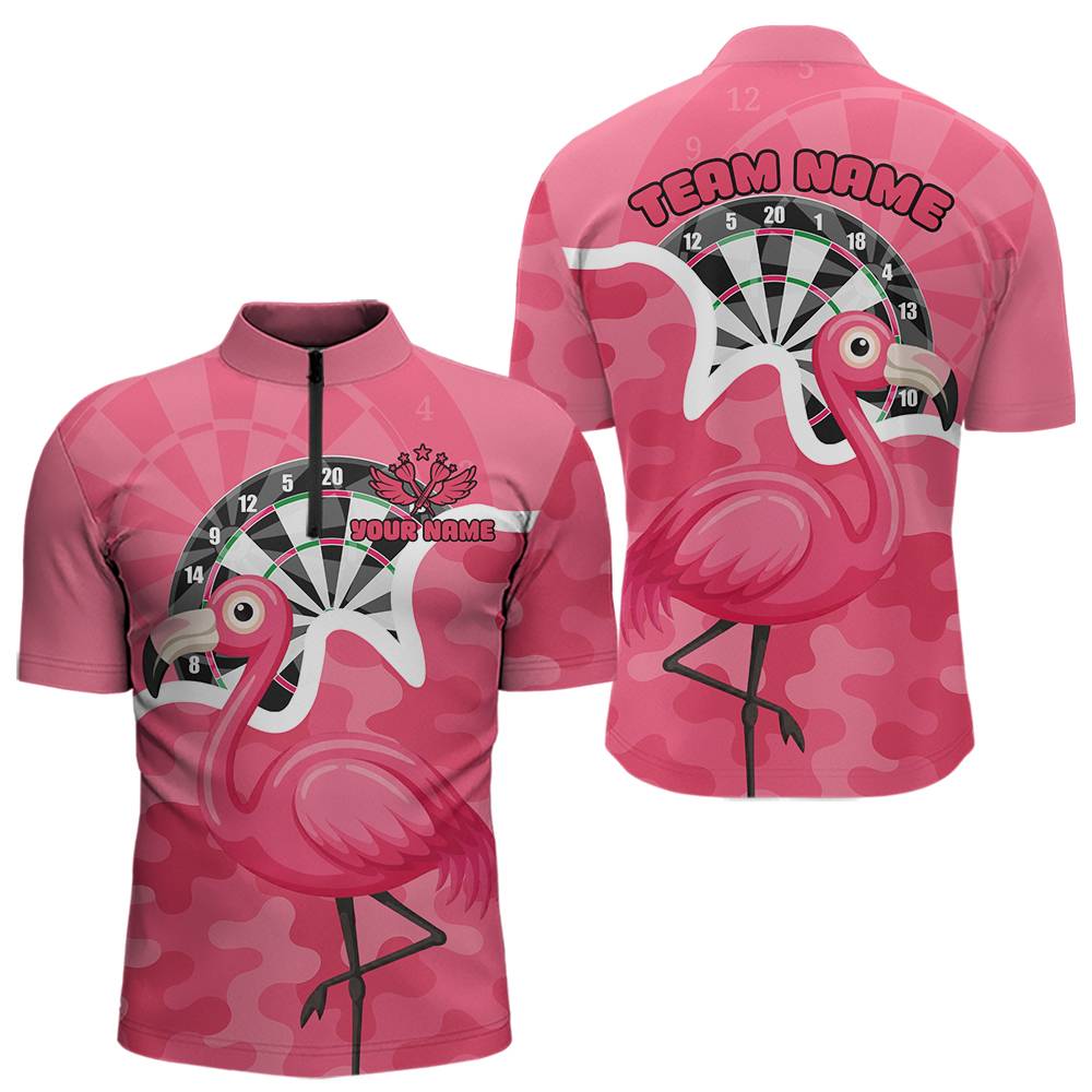 Individuell gestaltetes rosa Flamingo-Camouflage-Dartboard Herren-Darts-Polo-Ligashirt - Lustiges Dart-Trikot NYN2206