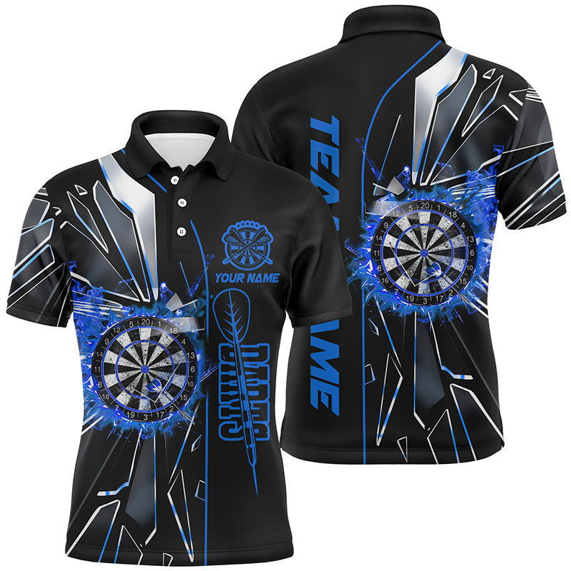 Individuelles Blau Break Glass Dart Poloshirt Für Herren, Dart-Liga Shirt TDM2274