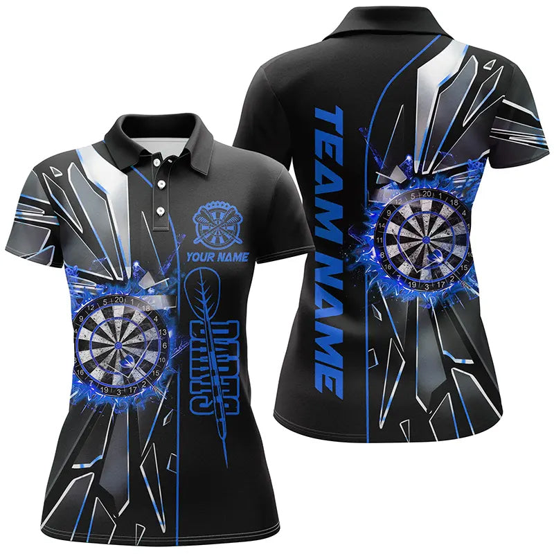 Individuelles Blau Break Glass Dart Poloshirt Für Herren, Dart-Liga Shirt TDM2274