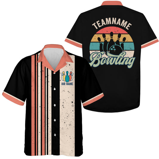 Personalisierte Retro-Hawaihemd Bowling – Herren & Damen