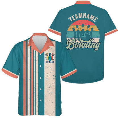 Personalisierte Retro-Hawaihemd Bowling – Herren & Damen