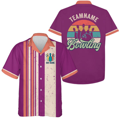 Personalisierte Retro-Hawaihemd Bowling – Herren & Damen