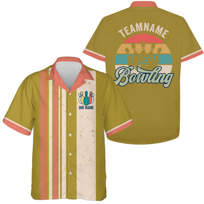 Personalisierte Retro-Hawaihemd Bowling – Herren & Damen