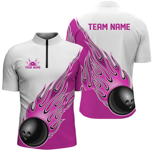 Personalisierte Flammen-Bowlinghemden für Herren und Damen, Bowlingkugel, individuelles Bowlingteam-Hemd IPHW5000