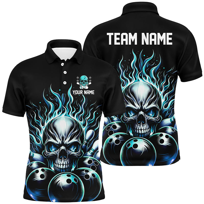 Personalisiertes mehrfarbiges Schädel-Bowlinghemd für Herren, Damen und Kinder, individuelle Bowlingteam-Flammen-Bowler-Trikots IPHW5927