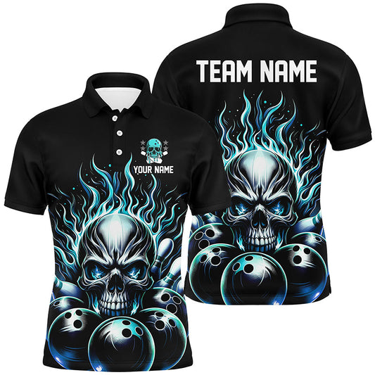 Personalisiertes mehrfarbiges Schädel-Bowlinghemd für Herren, Damen und Kinder, individuelle Bowlingteam-Flammen-Bowler-Trikots IPHW5927