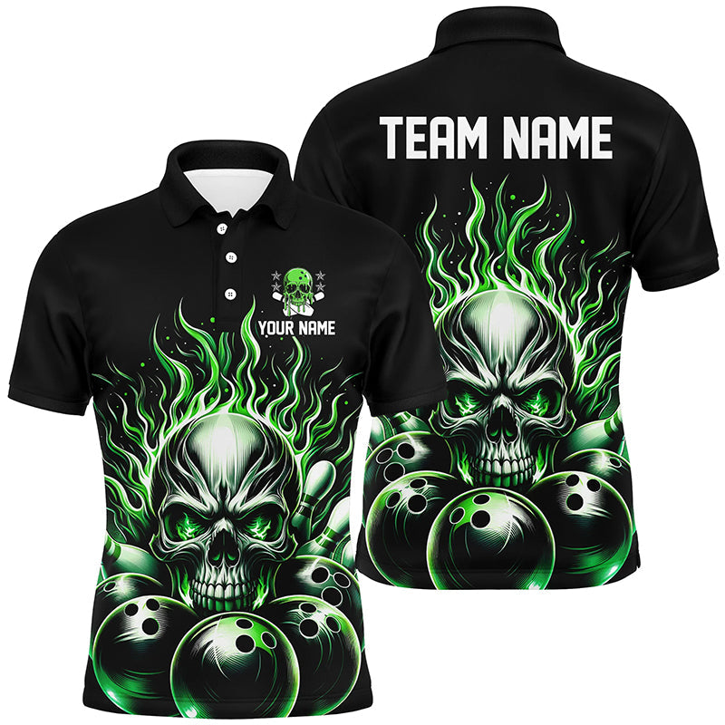 Personalisiertes mehrfarbiges Schädel-Bowlinghemd für Herren, Damen und Kinder, individuelle Bowlingteam-Flammen-Bowler-Trikots IPHW5927